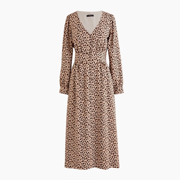 J. Crew Leopard Print Midi Dress with Pockets - Picture 4 of 6